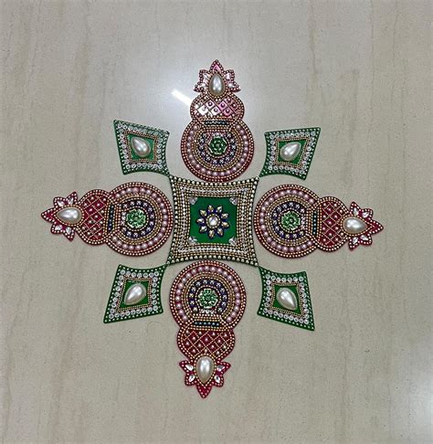 Buy Kalash Dolphine Rangoli Designs Medium Size 9 Pieces Set Acrylic ...
