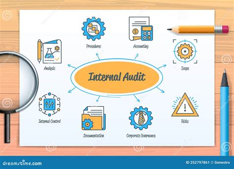 Internal Audit Chart With Icons And Keywords Royalty-Free Stock ...
