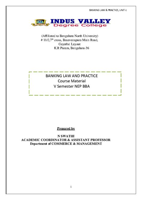 BANKING LAW AND PRACTICE (BLP) - V Semester BBA Course Material - Studocu