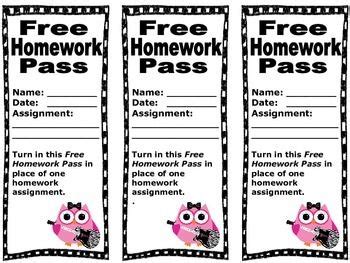 Homework Pass | Homework pass, Homework, Owl theme classroom