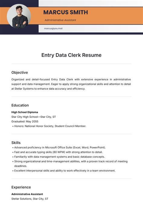 Free Data Entry Resume Templates to Edit Online and Download