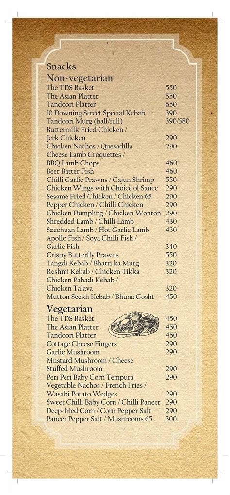 Menu at 10 Downing Street, Patiala