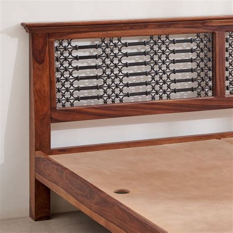 Buy Helios Kian Sheesham Wood Queen Bed - Brown from Helios by Home ...