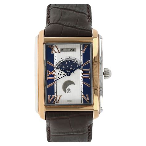 Buy Online Titan Moonphase White Dial Quartz Leather Strap watch for ...