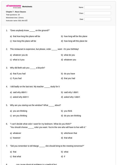 50+ Noun Clauses worksheets on Wayground | Free & Printable