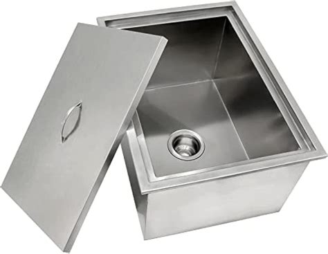 Drop In Ice Chest With Cover Stainless Steel Ice Cooler Included Drain-pipe And Drain Plug Drop ...