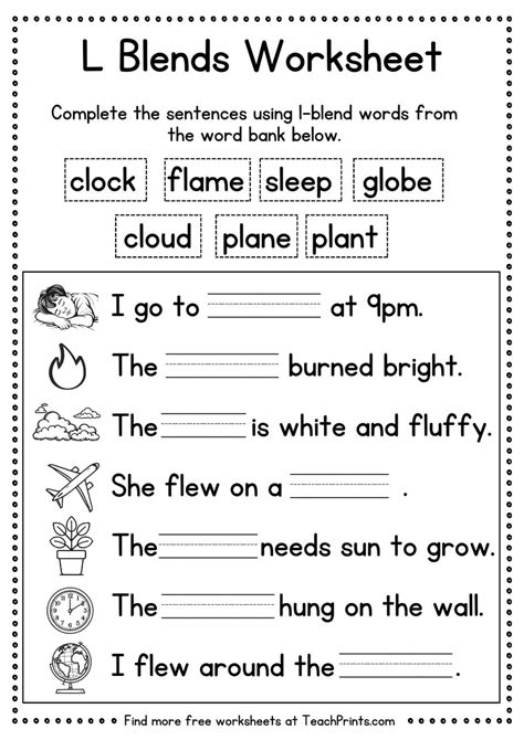 Free L Blend Worksheets - Teach Prints
