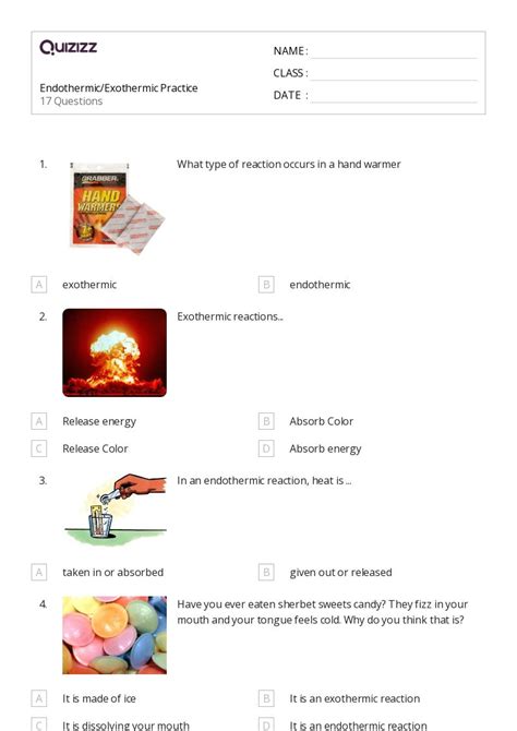 50+ endothermic and exothermic processes worksheets for 12th Class on ...