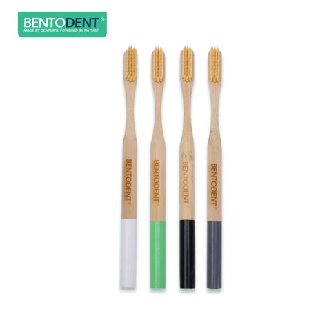 Bentodent Eco Brush Bamboo Toothbrush with Bamboo Fiber Bristles Round