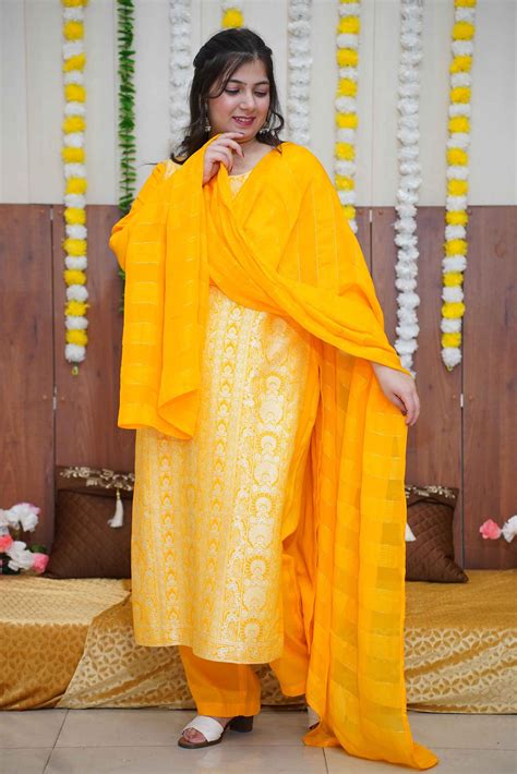 Buy Plus Size Mustard Gold Jacquard Linen Suit | Apella - The XS to ...