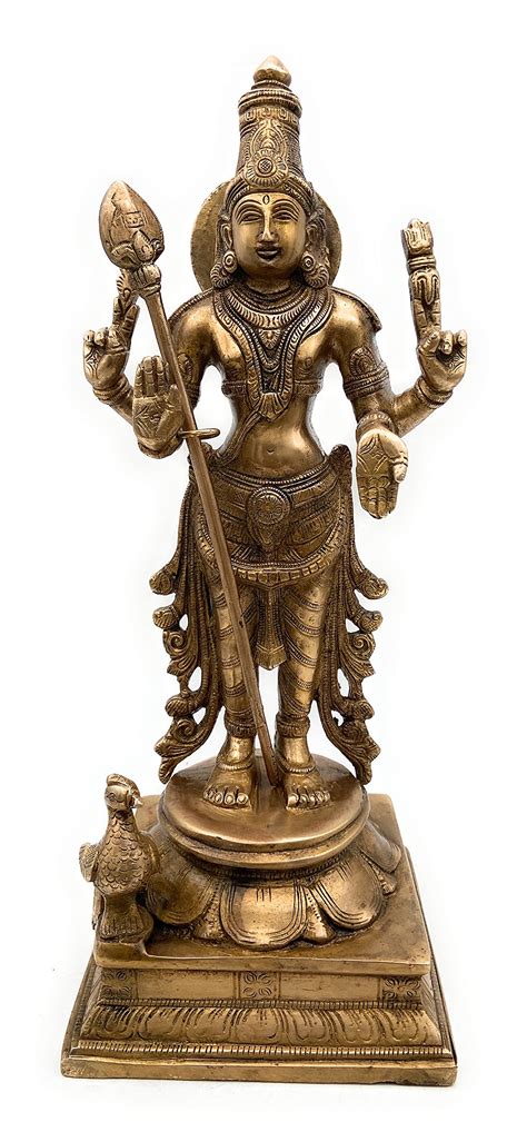 Buy South Indian Arts Brass Kartikeya Idol | Kartikey | Kumara Swamy ...