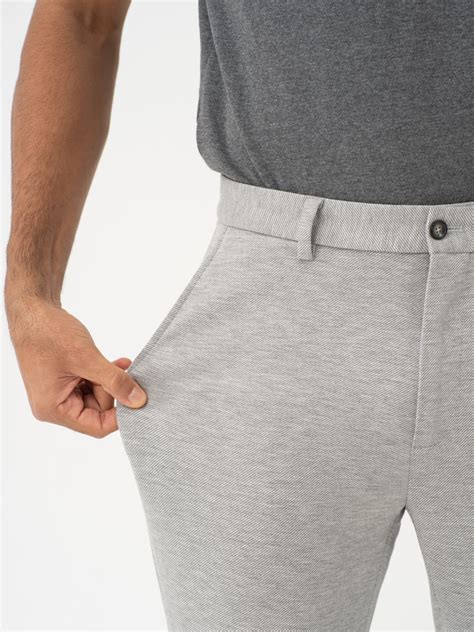 Lichen Grey Twill Slim Fit Power Stretch Pants