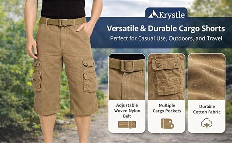Krystle Men’s Cotton Cargo Capri Shorts Below Knee | Multi-Pocket ...