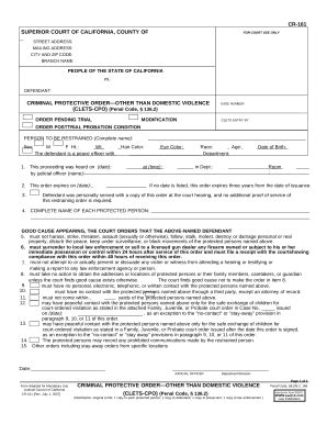 Criminal Protective Order - Other Than Domestic Violence - CLETS-CPO ...