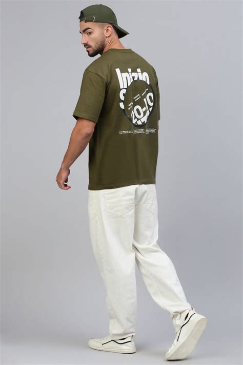 Classic Polo Men's Half Sleeve Olive Crew Neck Slim Fit Printed Drop S