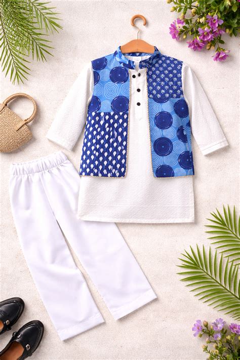Indigo Imprint Boys Kurta Set – CubsNCrowns