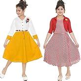 Buy DIGIMART Girl's Cotton Blended Rib Frock with Jacket (Black & Red ...