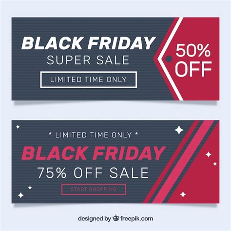 Einfache schwarze Freitag-Banner mit rosa Elementen | Kostenlose Vektor