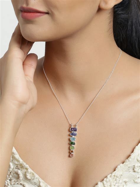 Buy 7 Chakras Stone Healing Handmade Pendant Necklace Jewelry With ...
