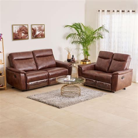 Buy Darwin Faux Leather 3+2 Seater Recliner Set - Brown from Home ...