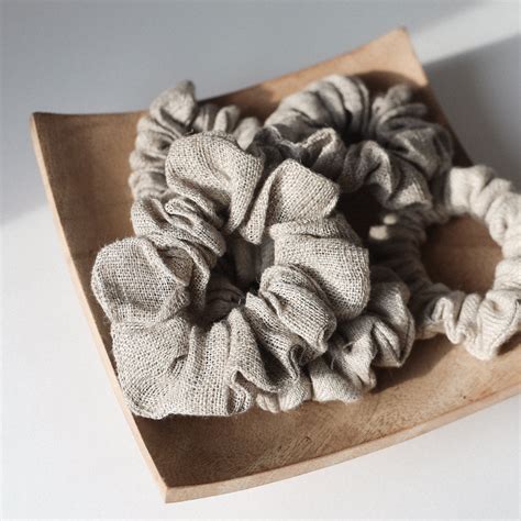 Linen Hair Scrunchies Pack of 5 – Sustainable Flax Fibre Scrunchies ...