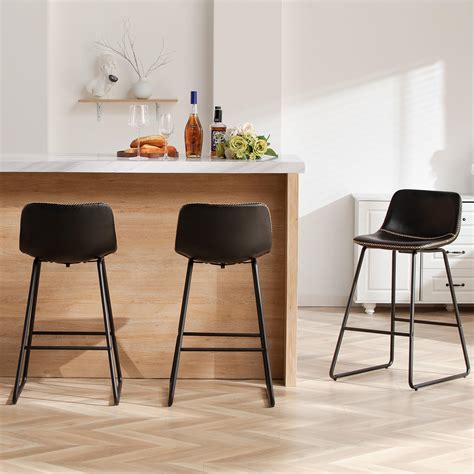 Amazon.com: HeuGah Bar Stools Set of 3, 26 Inch Counter Height ...