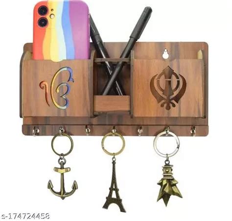 WEBLOT Ek Omkar Sikh The Khanda Key Holder Designer Wooden Key Holder ...