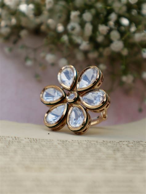 Neasa Floral Polki Ring – Kaashnii