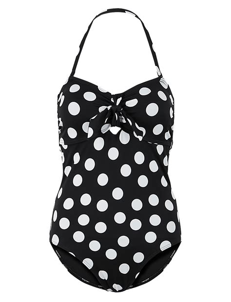 Buy Secret Slimming™ Spotted Bandeau Swimsuit at Marks & Spencer