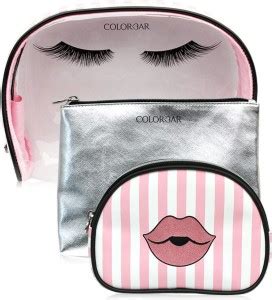 COLORBAR Lips & Lashes Flat Pouches(Set Of Two) - White+Blush Pink ...