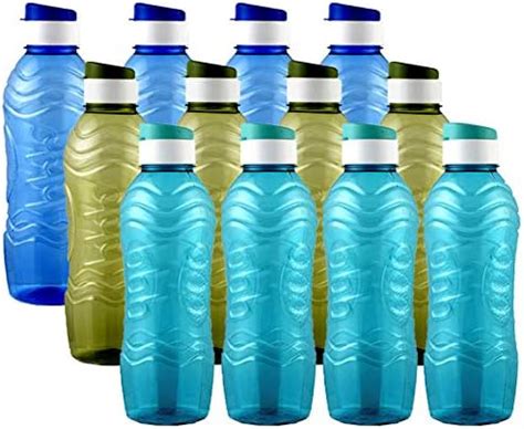 Heart Home Plastic 12 Pieces Fridge Water Bottle Set with Flip Cap ...