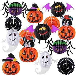Retisee 14 Pcs Halloween Hanging Party Decorations 4 Black Orange ...