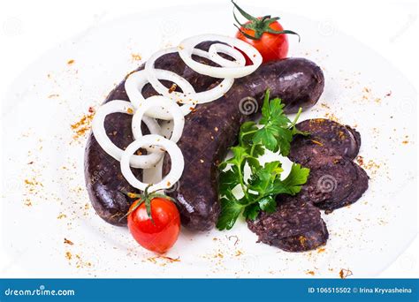 Black Pudding, Blood Sausage Cut into Pieces Stock Photo - Image of ...