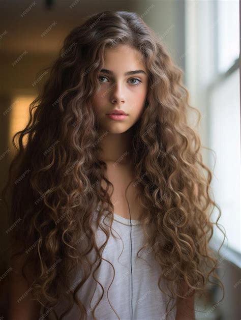 Premium AI Image | Portrait photo of spanish teenage female curly hair