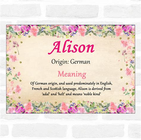 Meaning Of Alison Name