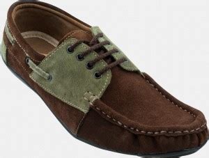 ZOVI Brown with Olive Suede Casual Boat Shoes For Men - Buy Brown ...