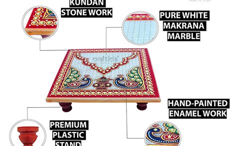 Buy Articia Marble Chowki with Ganesha Idol and Puja Diya On Aasan ...