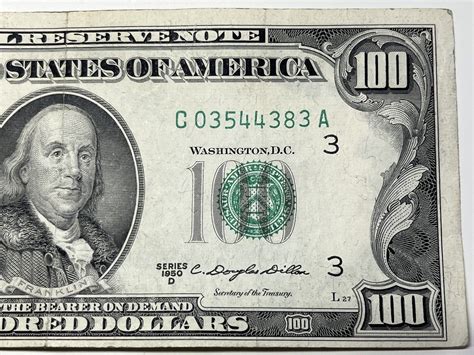 1950 D $100 Hundred Dollar Bill Federal Reserve Note Philadelphia ...