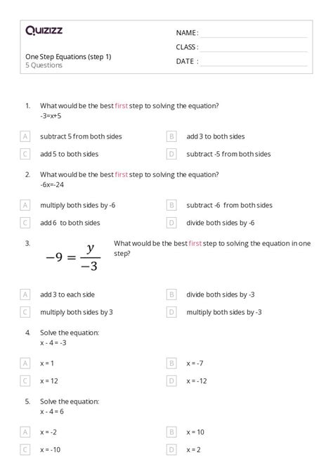 50+ One-Step Equations worksheets for 1st Class on Quizizz | Free ...
