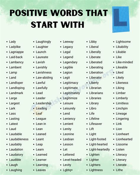 What Are Nice Words Beginning With L at George Hodge blog