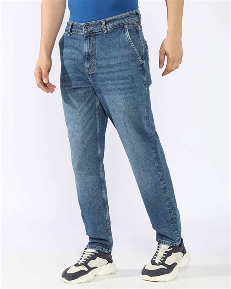 Jaxon Straight Fit Mid Rise Light Wash Dark Blue Jeans
