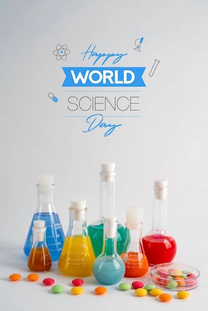 World science day arrangement with chemistry tubes | Free Photo