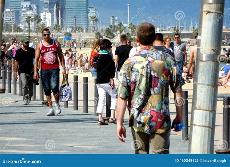 Barceloneta Beach in Barcelona Spain. Hot Summer Day on the Boardwalk Editorial Stock Image ... - how hot is spain in april