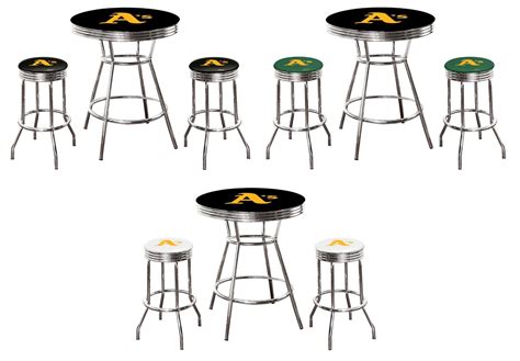 Buy MLB Black Bar Table and Retro Swivel Seat Stools Colored Vinyl Team ...