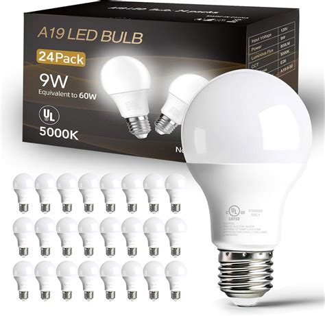 dalattin 24 Pack LED Bulbs Daylight White 5000K, 60 Watt Equivalent A19 ...