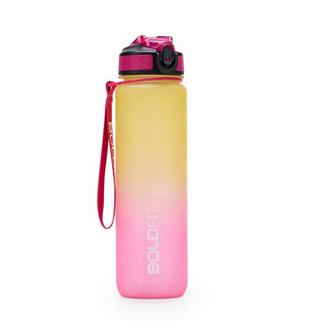 Aqua Motivational Bottle Yellow Pink - 1L – Boldfit