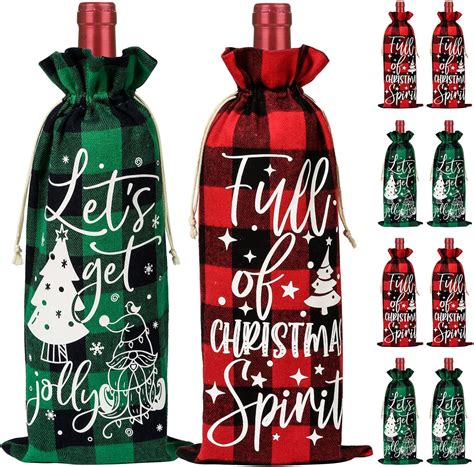 Amazon.com: Hopttreely Burlap Wine Bags Christmas Gift Bags, 10 Pcs ...