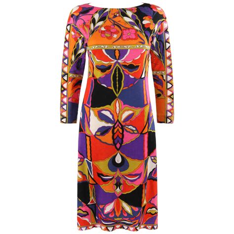 Vintage Emilio Pucci Bright Pink and Orange Robe Maxi Dress For Sale at ...