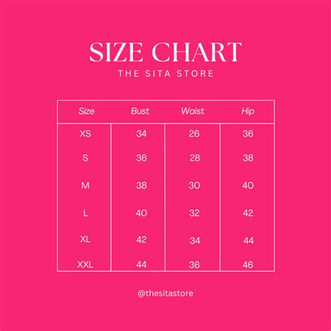 Size Chart ♡ – The Sita Store