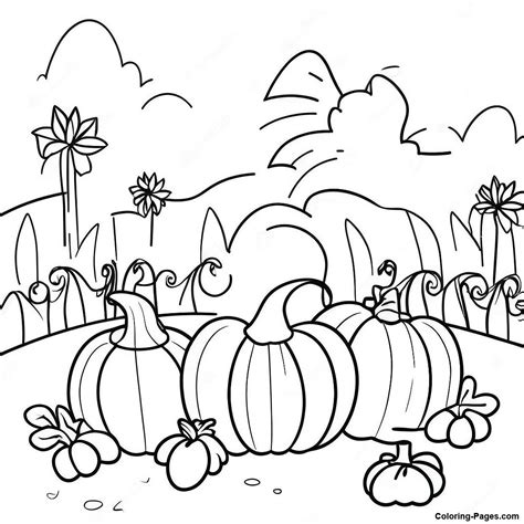 Cozy Pumpkin Patch Coloring Page | Coloring-Pages.com